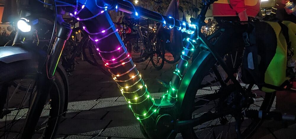 Fahrrad mit Lichterkette