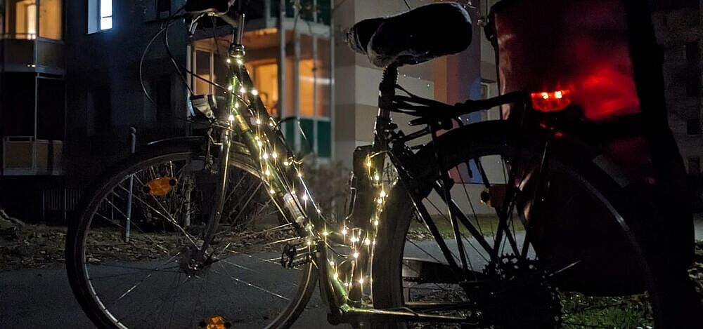 Fahrrad mit Lichterkette